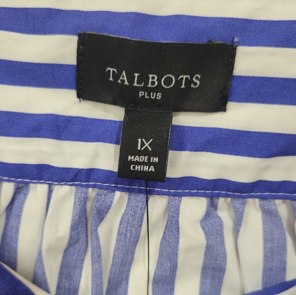 NWT TALBOTS Sailboat Stripe Scalloped Square neck top - Picture 12 of 12